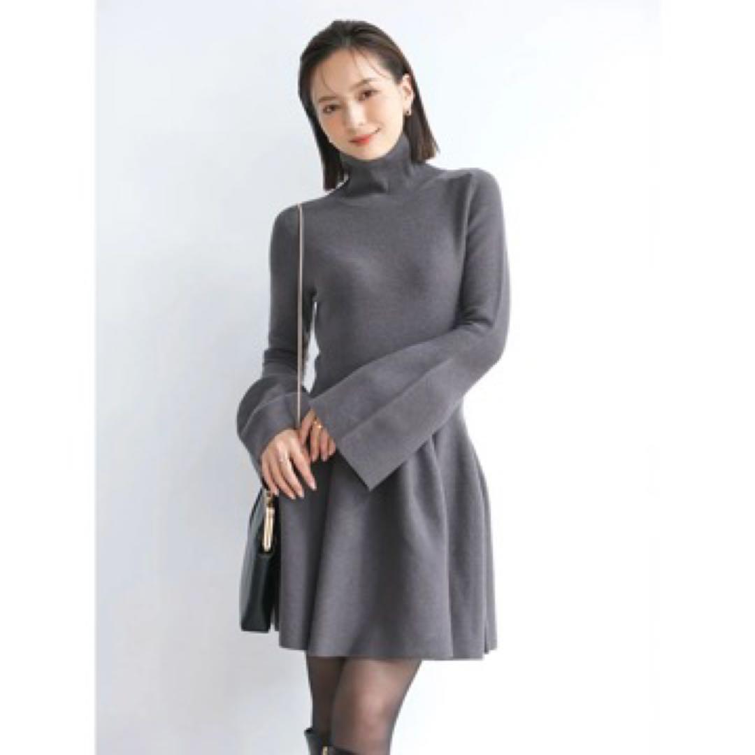 anuans 2024年モデルフレアーミニニットワンピース　グレー