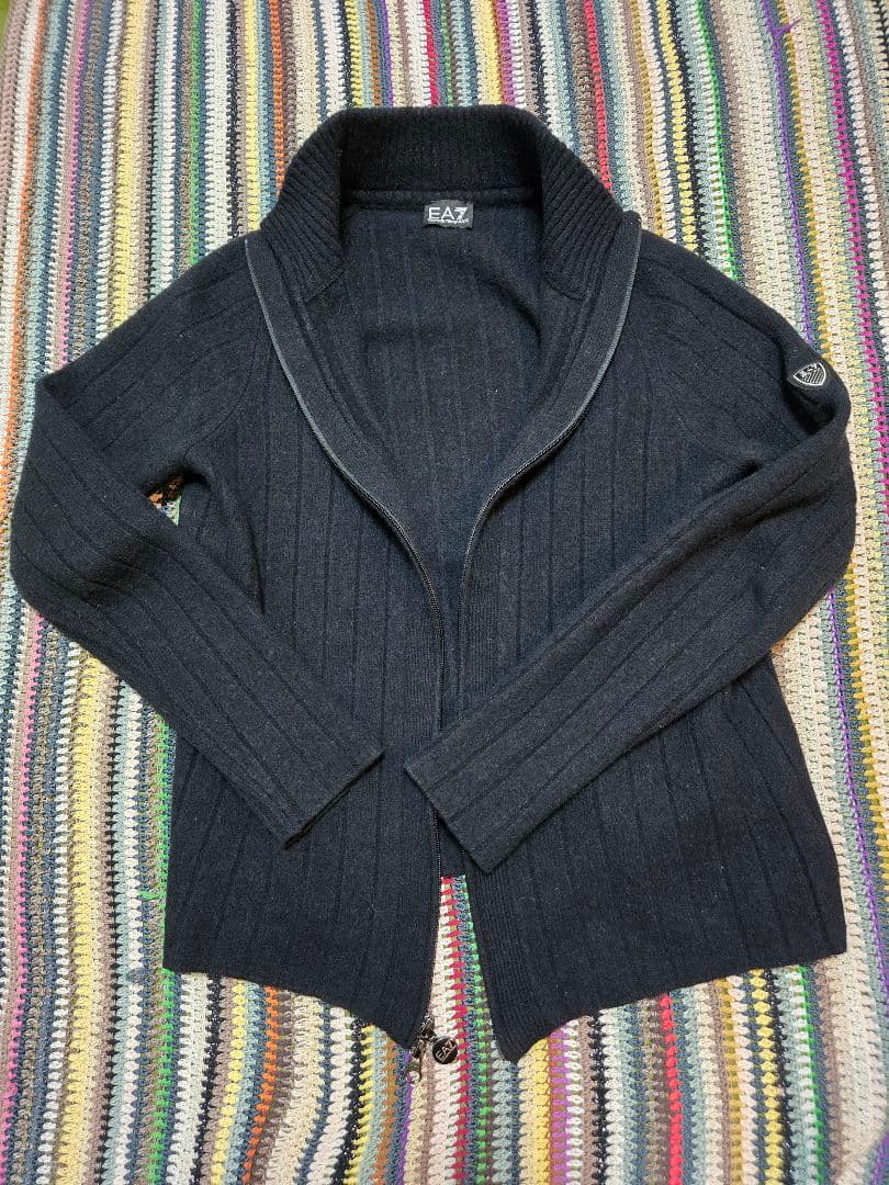 EA7 EMPORIO ARMANI ウール100 ニットブルゾン S 極美品