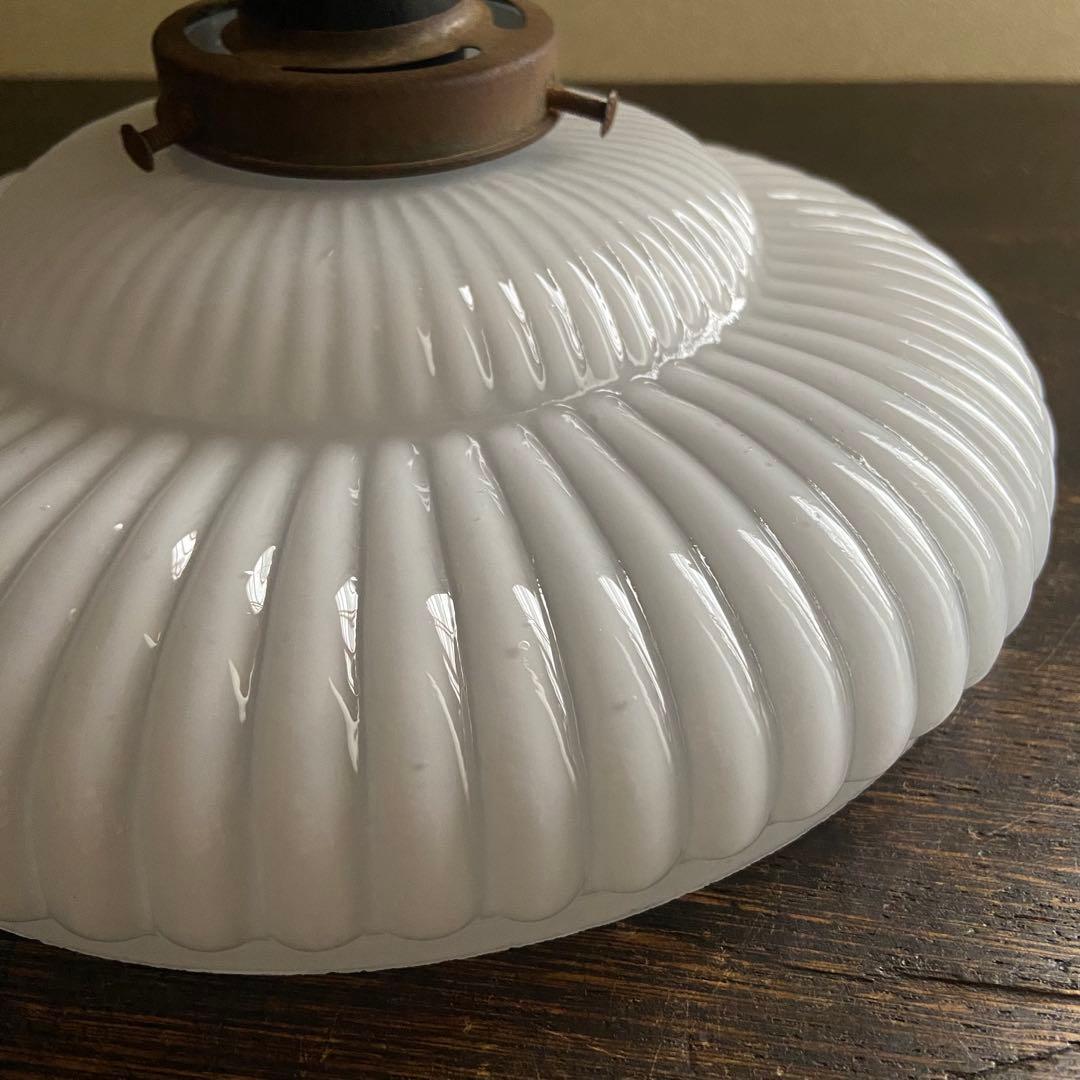 大正浪漫　電笠　乳白ガラス　アンティーク　天井照明