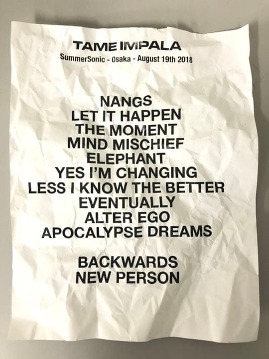 ✨Tame Impala Summer Sonic 2018 大阪✨　oasis