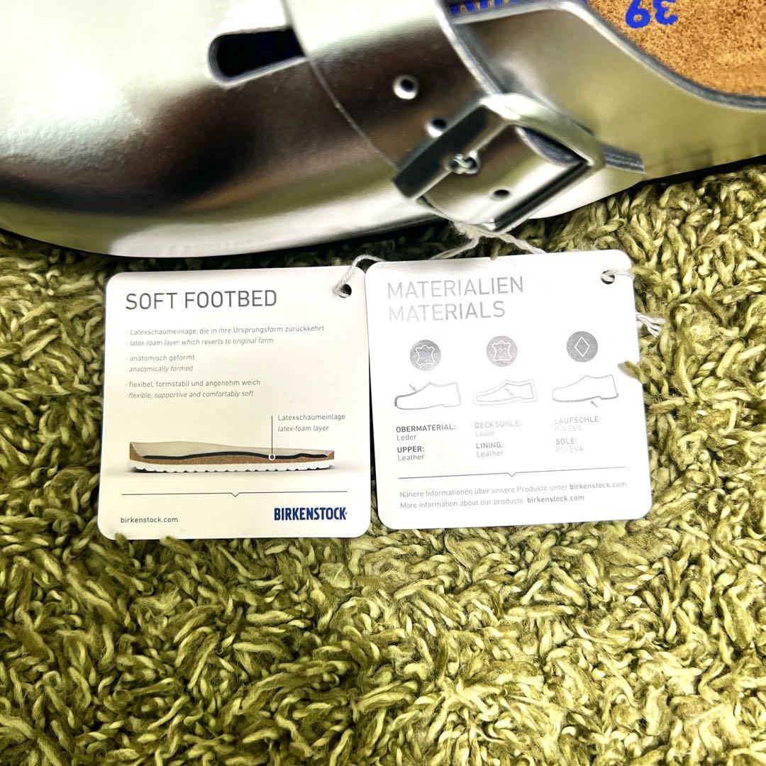 新品　希少カラー　ビルケンシュトック ボストン　サボ　サンダル　シルバー　25