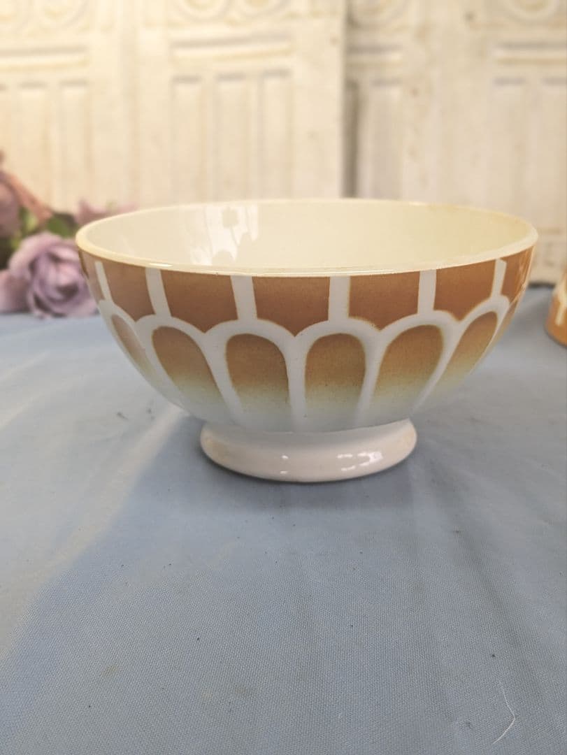 フランス アンティーク Luneville カフェオレボウル 直径15cm ペア