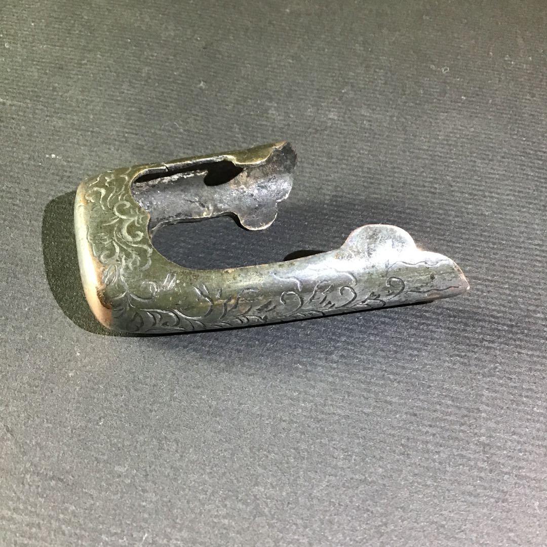 大刀鞘　鐺　葛彫刻紋　四分一　　　　　　　　　書鍔箱