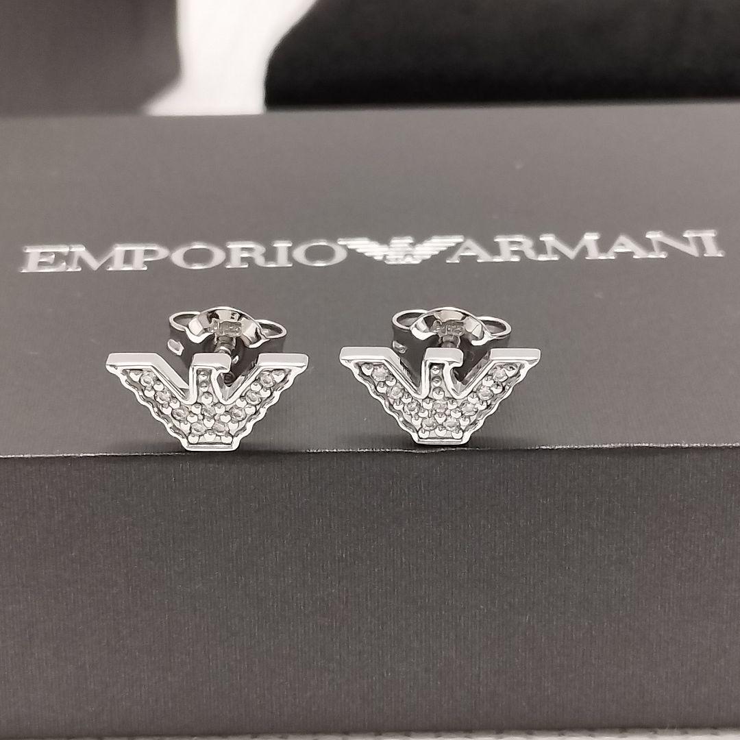 EA エンポリオアルマーニ ピアス ロゴ ストーン