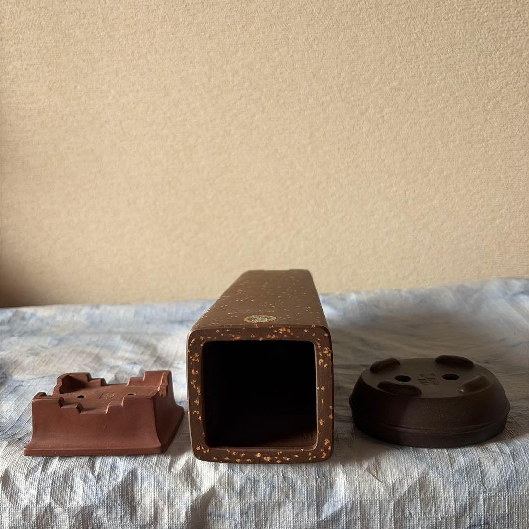 中国宜興　植木鉢　朱泥　黒泥　中国　アンティーク　China