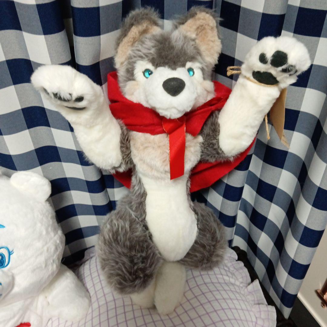 オオカミのぬいぐるみ 狼頭巾ちゃん 赤ずきんフード付き 狼 ドール リアル