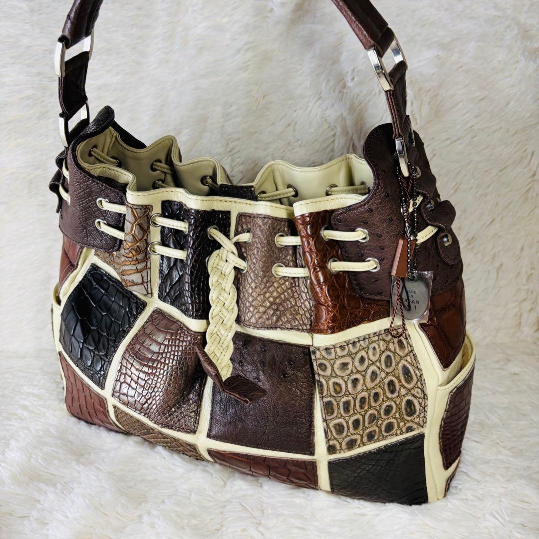 JRA クロコダイル　ハンドバッグ　オーストリッチ　ラージクロコ　スモールクロコ