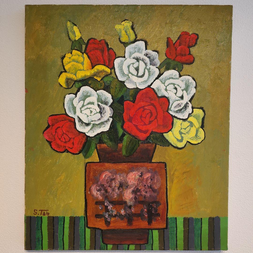 田渕眞兒　油絵　油彩画　薔薇シリーズ　No.9-2+s