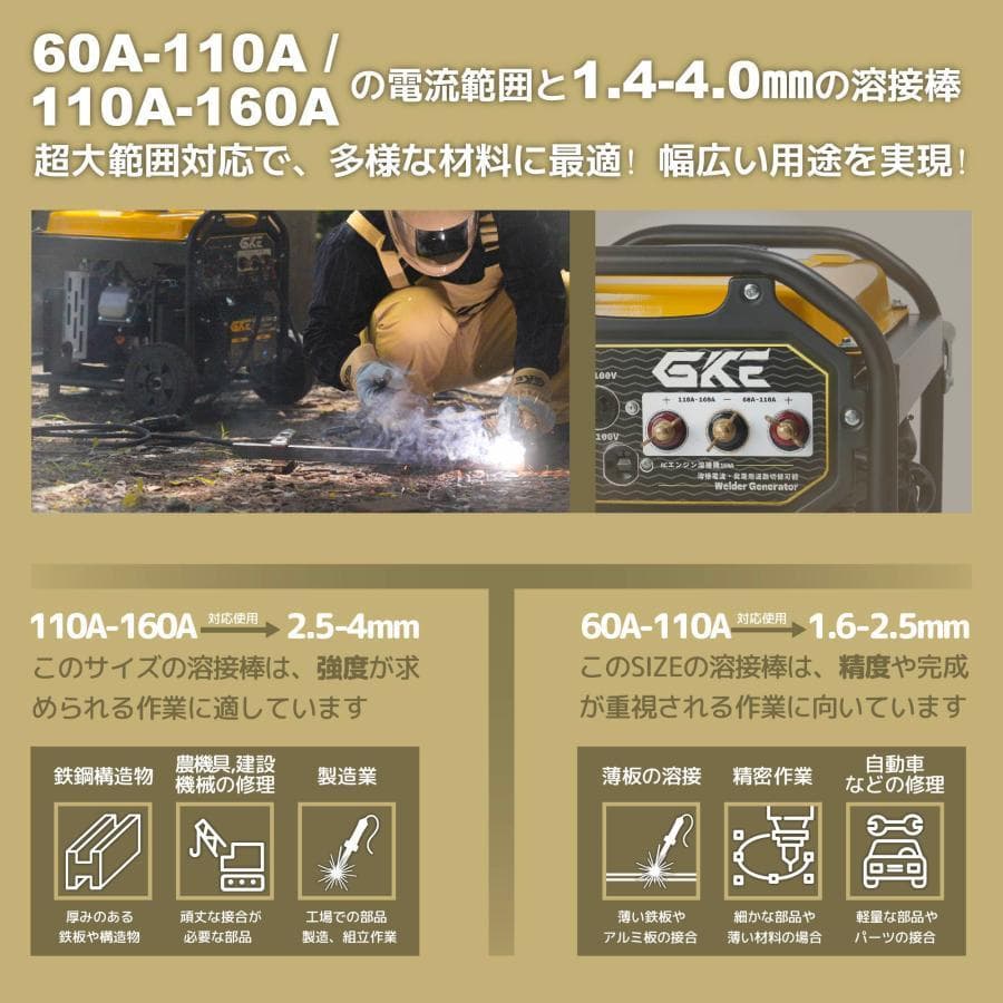 ★アーク溶接★エンジン溶接機 発電機兼用溶接機 ガソリンエンジン溶接機