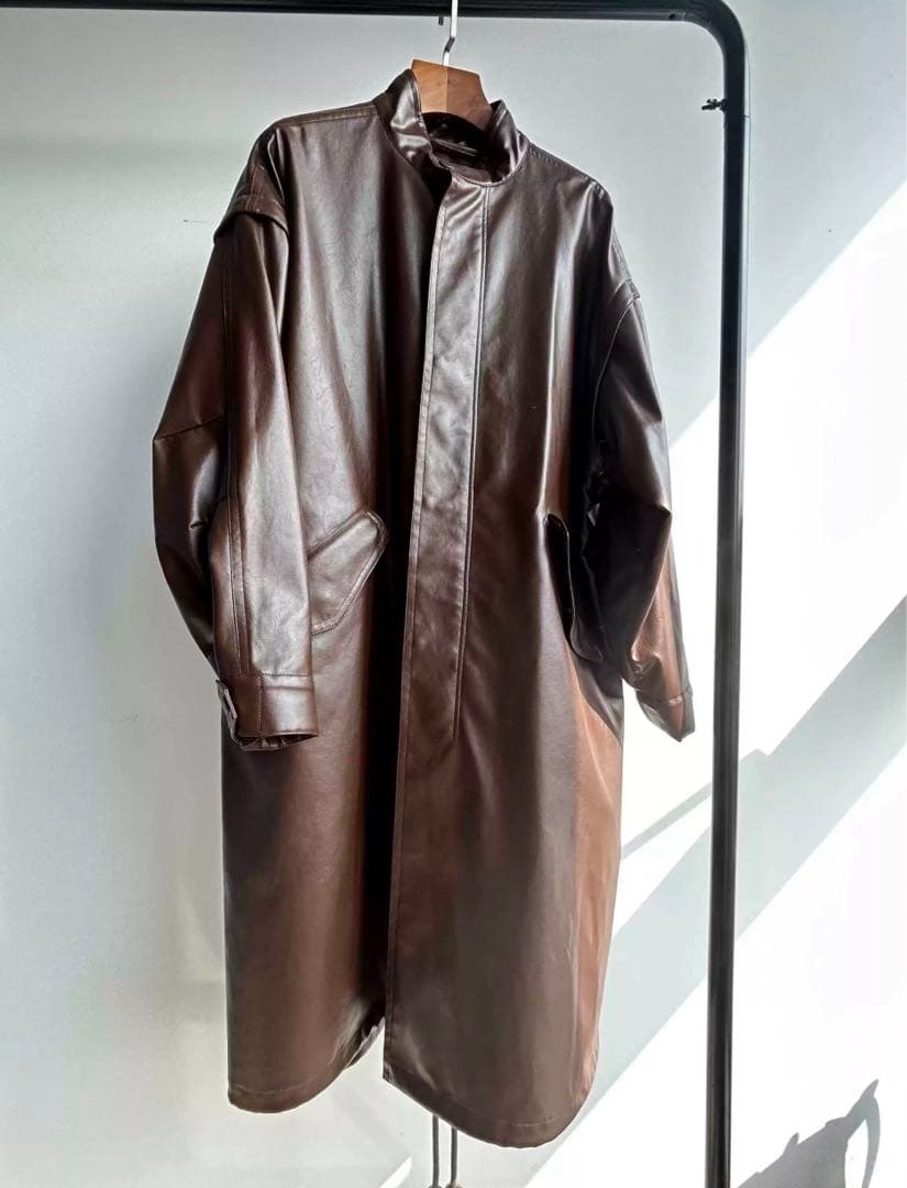 masion specialメゾンスペシャル2WAYレザーコートロングブラウン