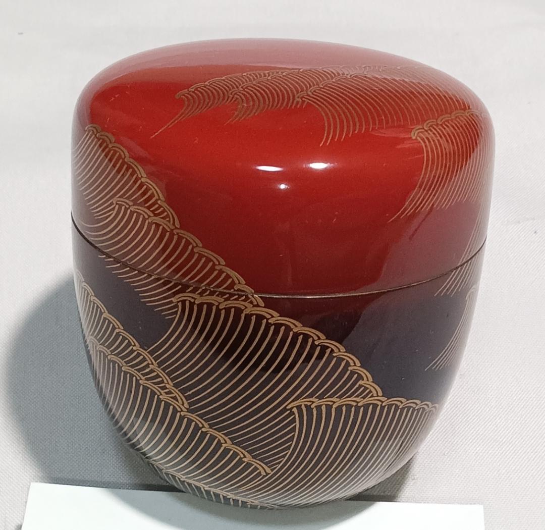 茶道具　輪島塗　蒔絵師　比古田外記作　曙蒔絵中棗　美術品級　美品！！