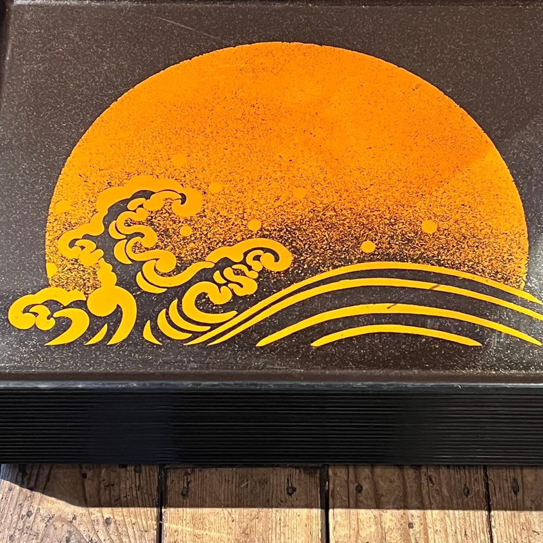 ④波　太陽　月　黒盆　和風　18枚　おまとめ　懐石　旅館　昭和レトロ