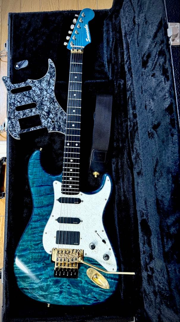 シェクター schecter エレキギター 青色 キルトメイプルトップ