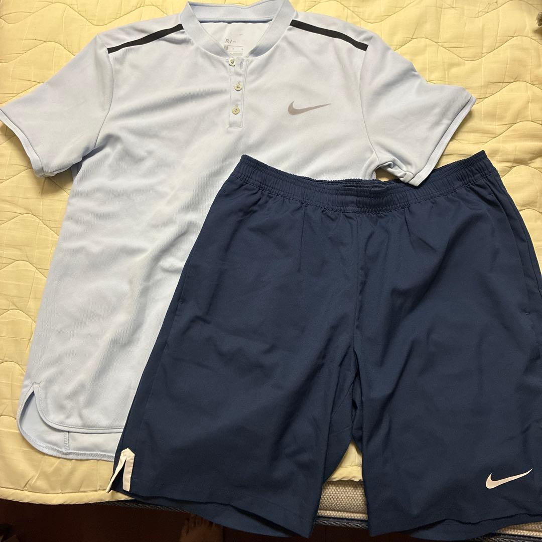 Nike テニス ゲームシャツ&ネイビーハーフパンツ L/フェデラー