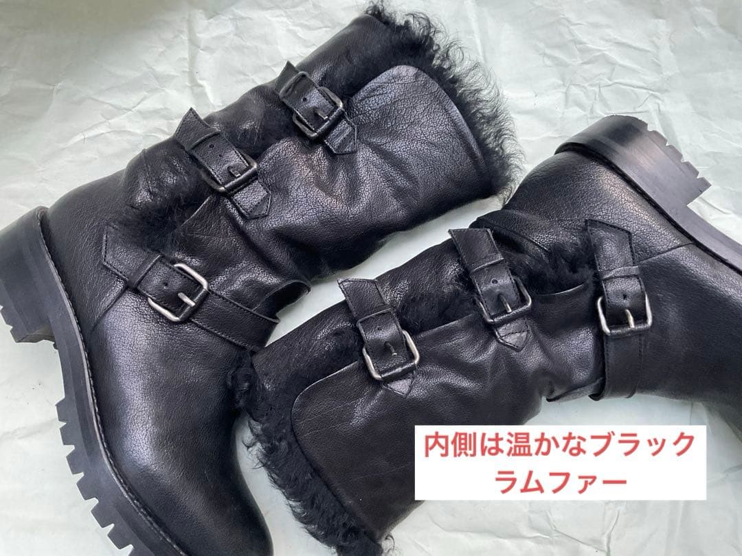 SARTORE サルトル　エンジニアブーツ　ムートンファー　36 黒　23cm