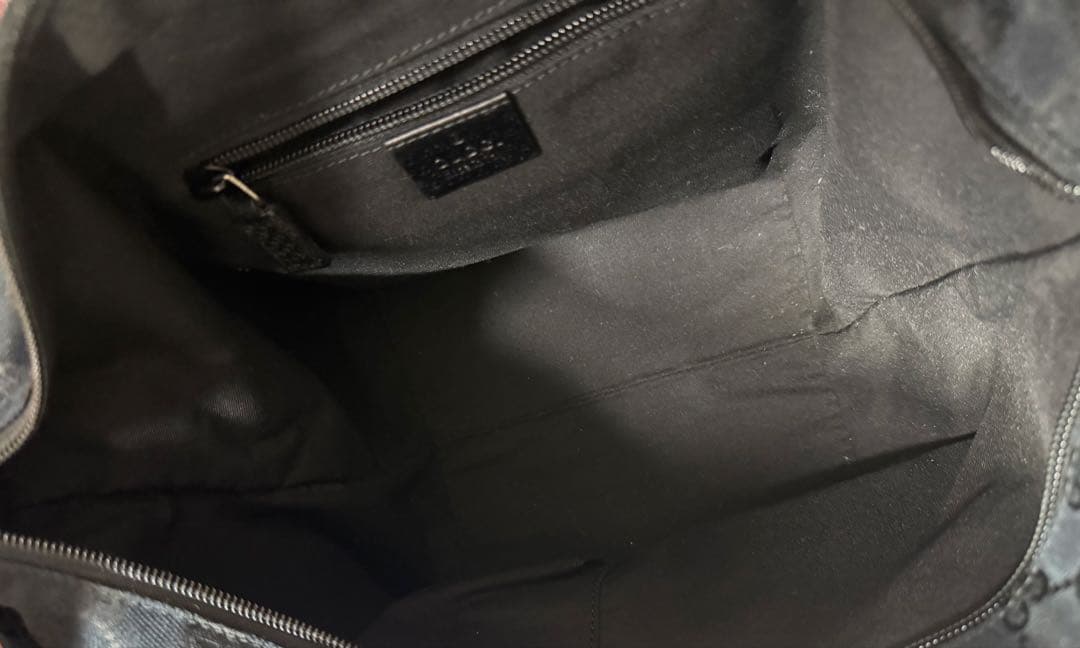 GUCCI トートバッグレディース シェリーライン キャンバス 舟形 GG柄 黒