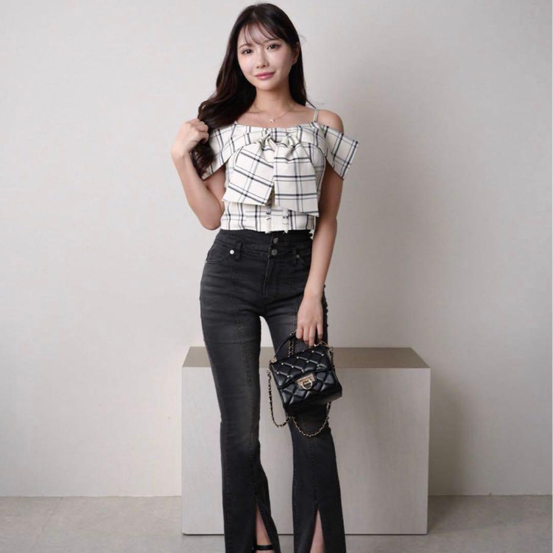 ツイードリボンオフショルトップス LIPSERVICE