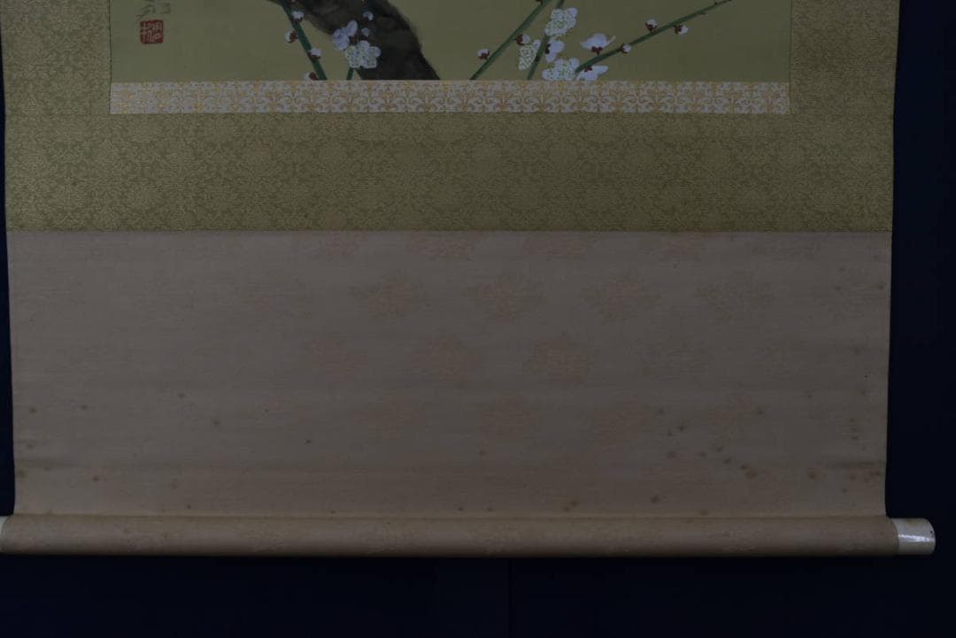 【真作】川村憲邦/白梅小禽図/掛軸/名家伝来/AA-33