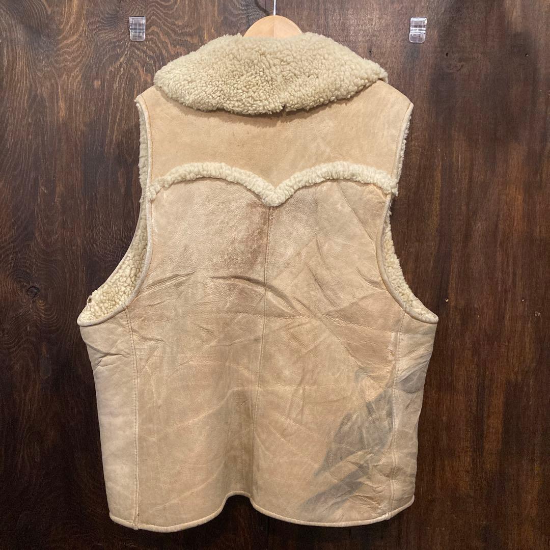 アメリカ古着 シープスキン ムートンベスト トグルボタン 80年代 ビンテージ
