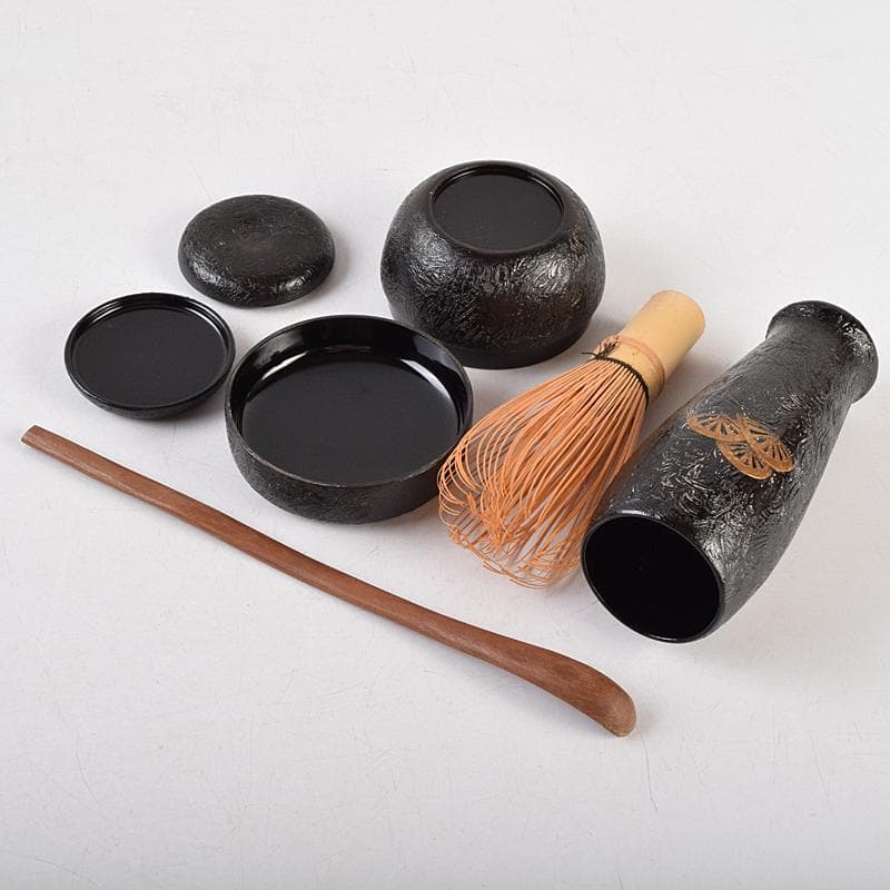 茶道具　前端雅峯作　錆塗茶箱　祥豊造　茶碗など　九点　一式　共箱　M　R9463