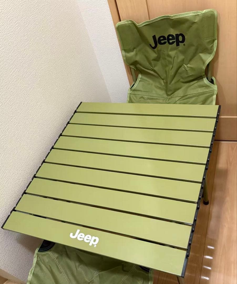 Jeep キャンプ用テーブル＆チェア2脚セット 収納袋付き　新品