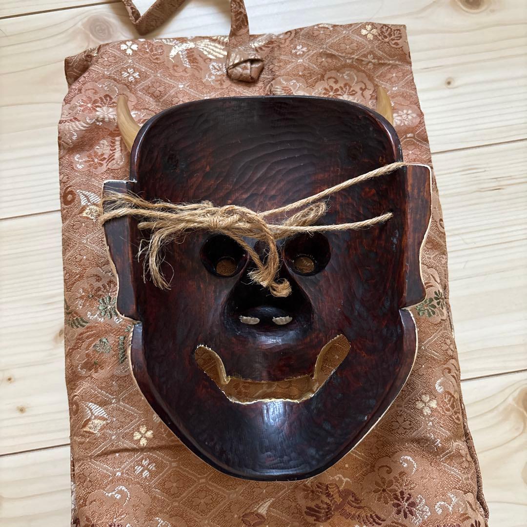 能面 鬼の面 木製 付属品あり