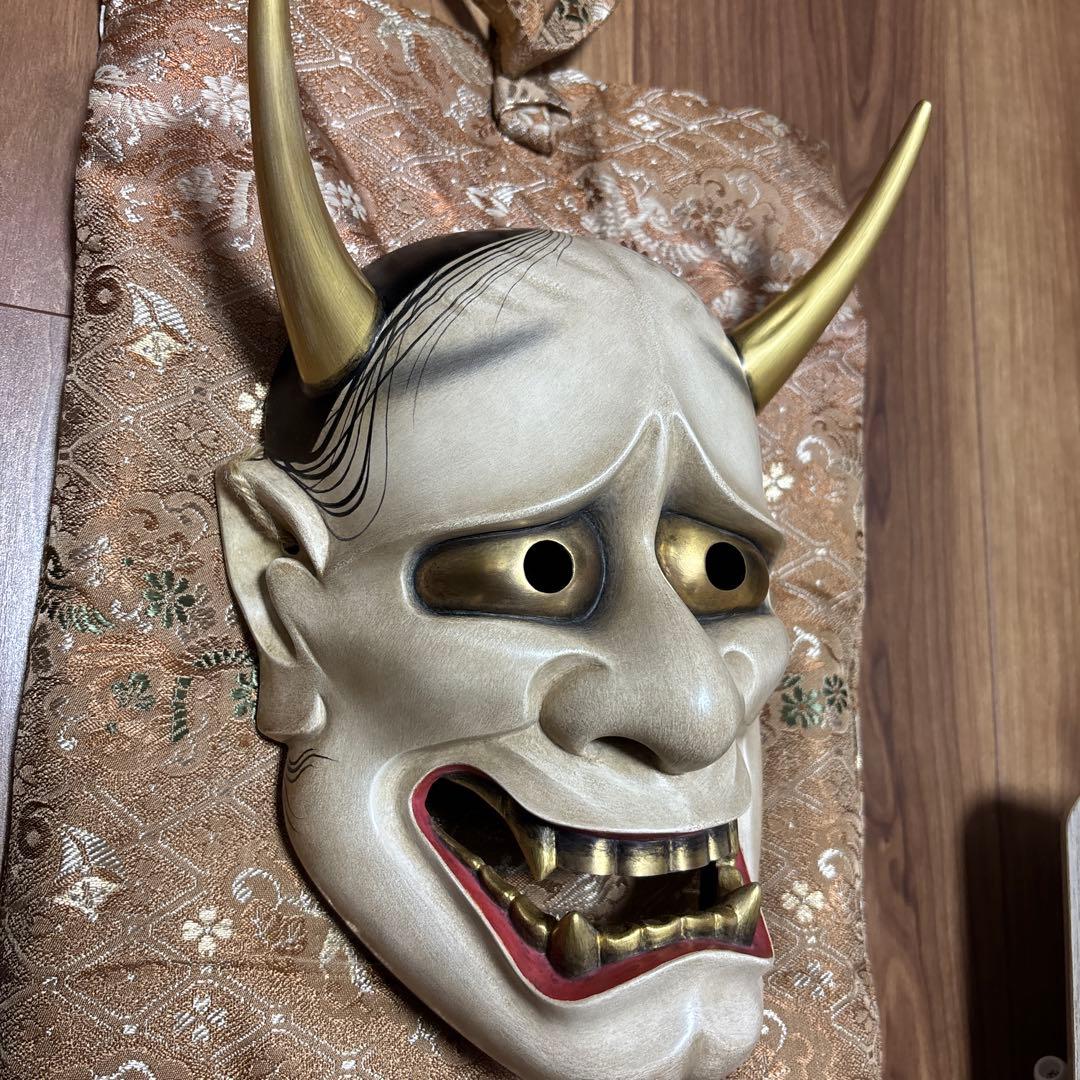 能面 鬼の面 木製 付属品あり