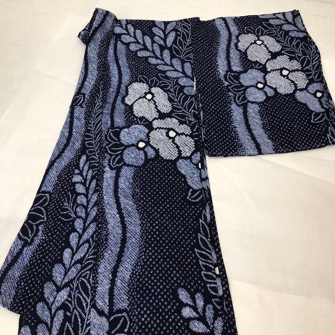 美品　上質　大人可愛い　有松鳴海絞り　浴衣　綿　絞り　高級ゆかた　浴衣のみ　濃紺