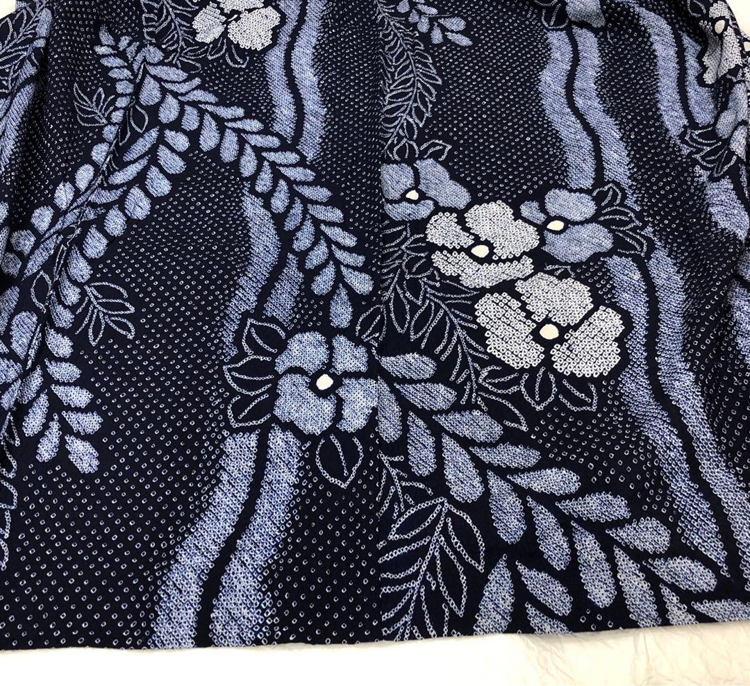 美品　上質　大人可愛い　有松鳴海絞り　浴衣　綿　絞り　高級ゆかた　浴衣のみ　濃紺