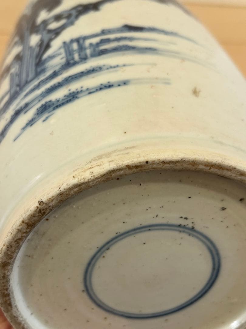 清早期　青花染付人物図大花瓶　中国美術唐物