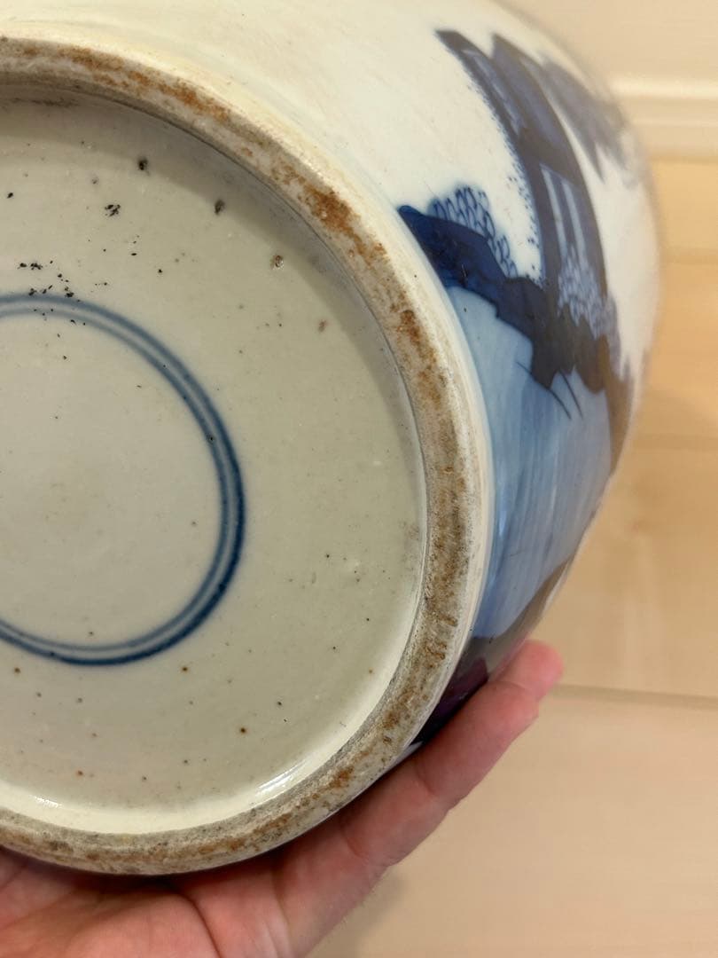 清早期　青花染付人物図大花瓶　中国美術唐物