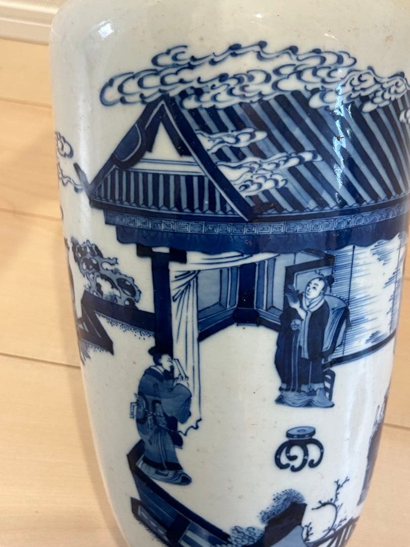 清早期　青花染付人物図大花瓶　中国美術唐物
