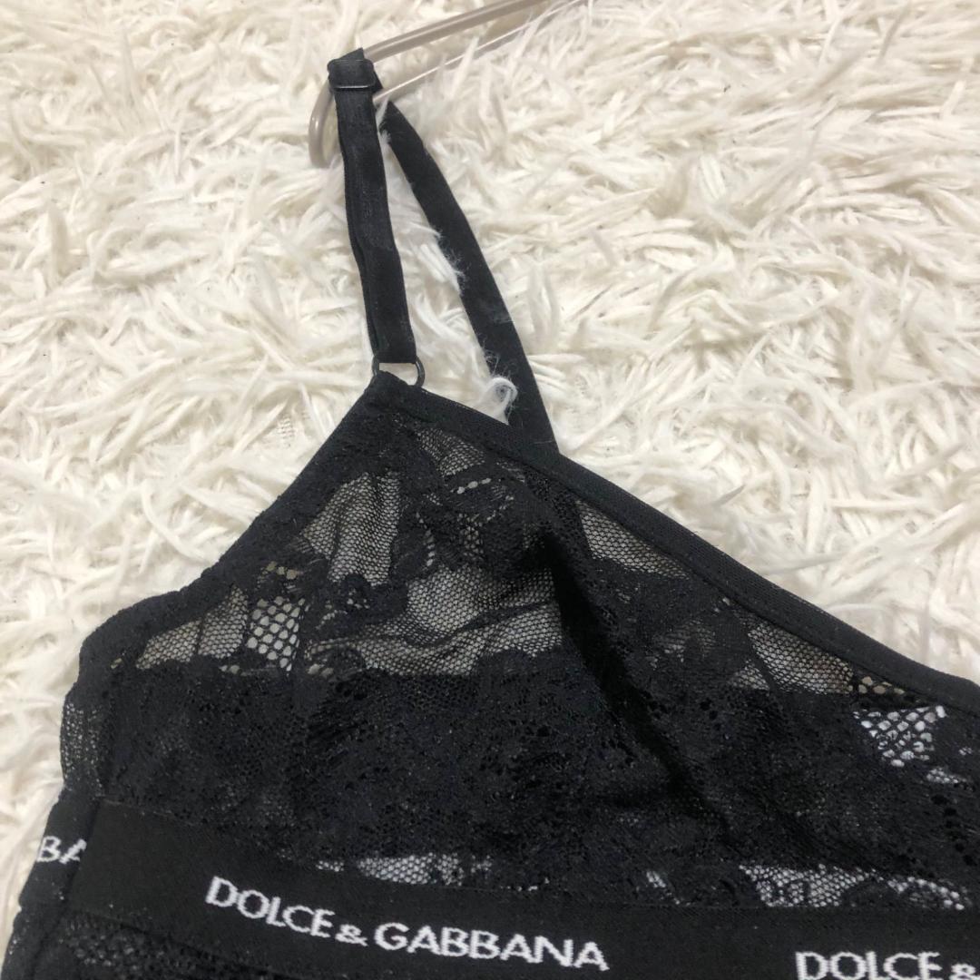 Y2K DOLCE&GABBANA 42 レース テープロゴ キャミソール 黒