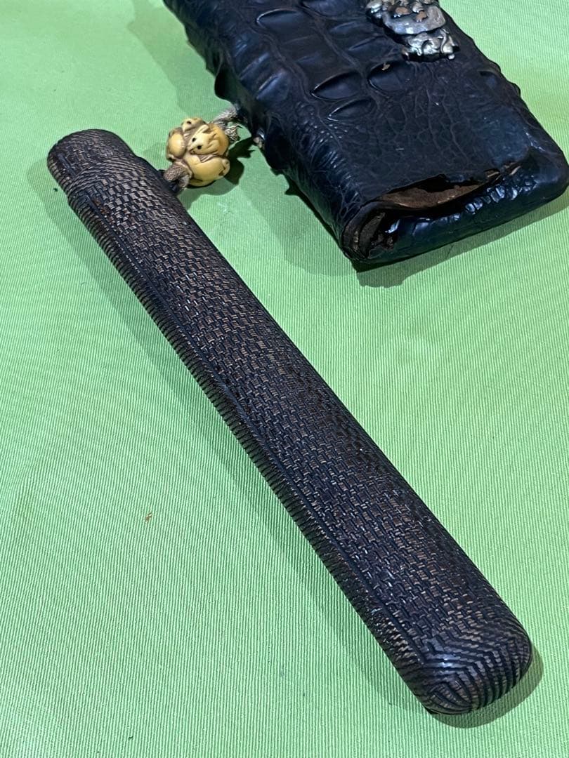 小*城様 喫煙具　当時物　クロコダイル　煙管入れ　煙管　金銀装飾