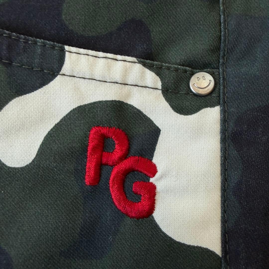 美品　パーリーゲイツ　パンツ　迷彩　黒　白　緑　カーキ　M〜L相当　カモ柄　4