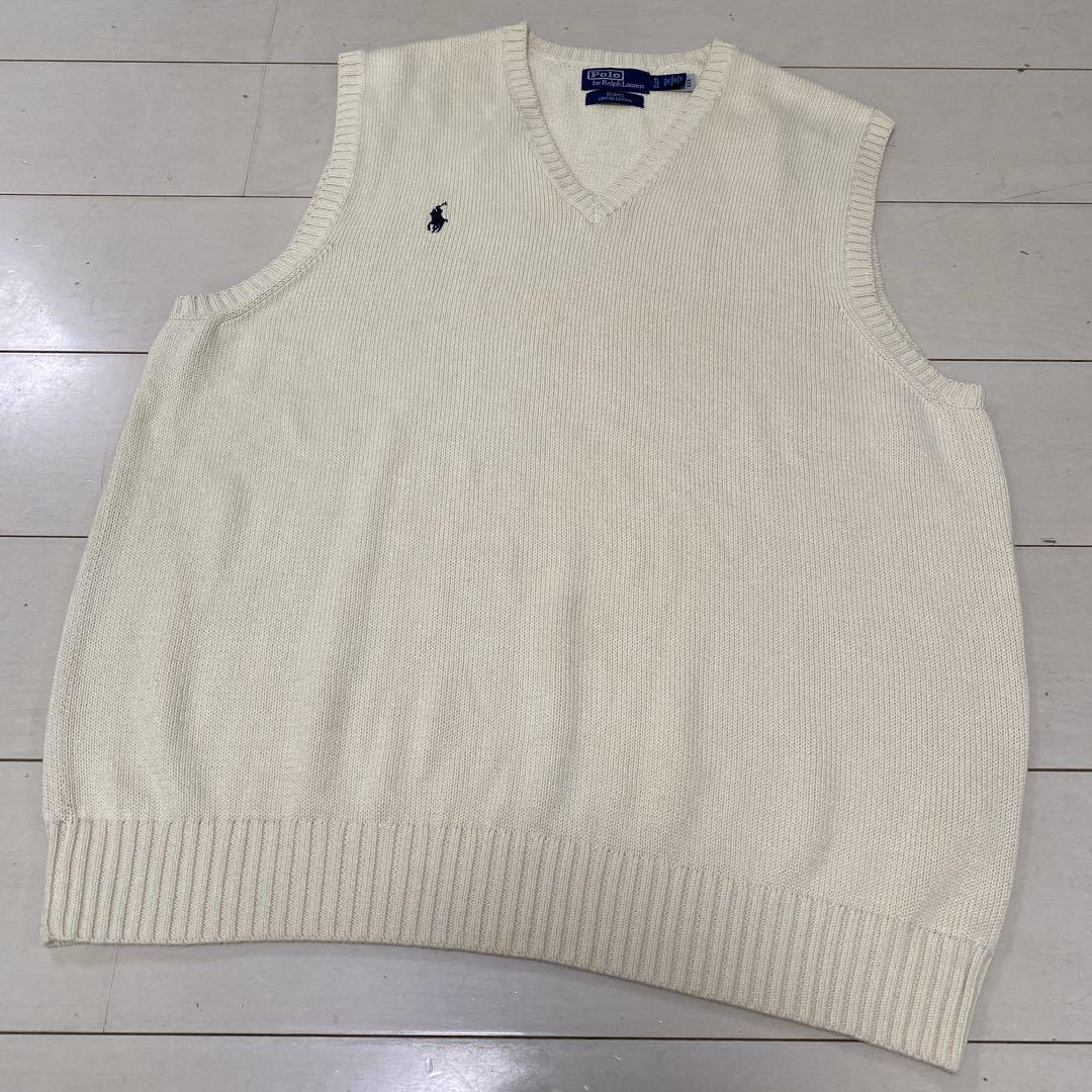 美品　ポロラルフローレン　ビームス別注　ニットベスト　コットン　ポニー刺繍　ＸＬ
