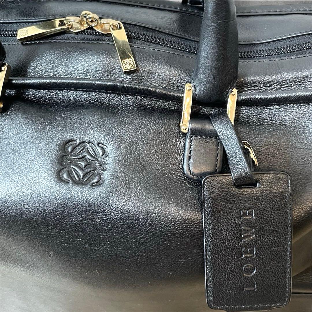 【美品】LOEWEロエベ アマソナ40ハンドバッグ ブラックゴールド アナグラム