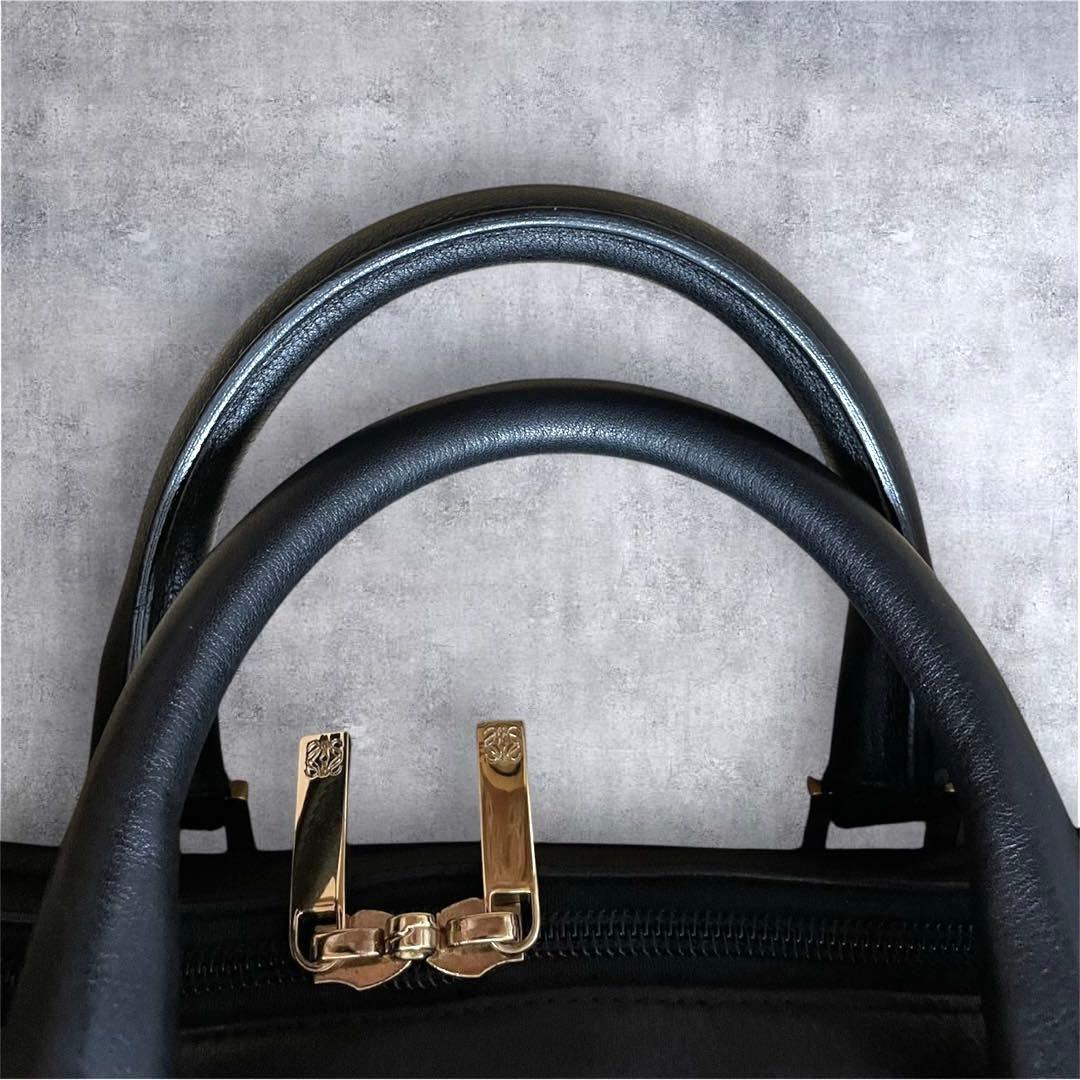【美品】LOEWEロエベ アマソナ40ハンドバッグ ブラックゴールド アナグラム