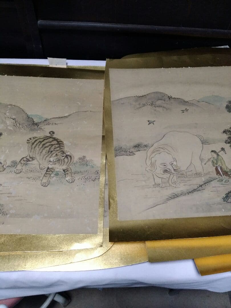 絵　古い絵　めくり　24枚セット 書画 骨董品