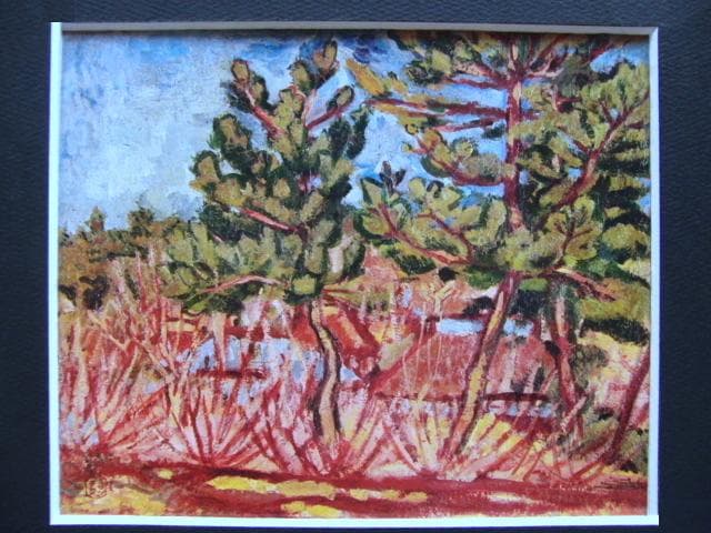 万鉄五郎、【湘南風景】、年代物・希少な画集画、新品高級額 額装付、状態良好