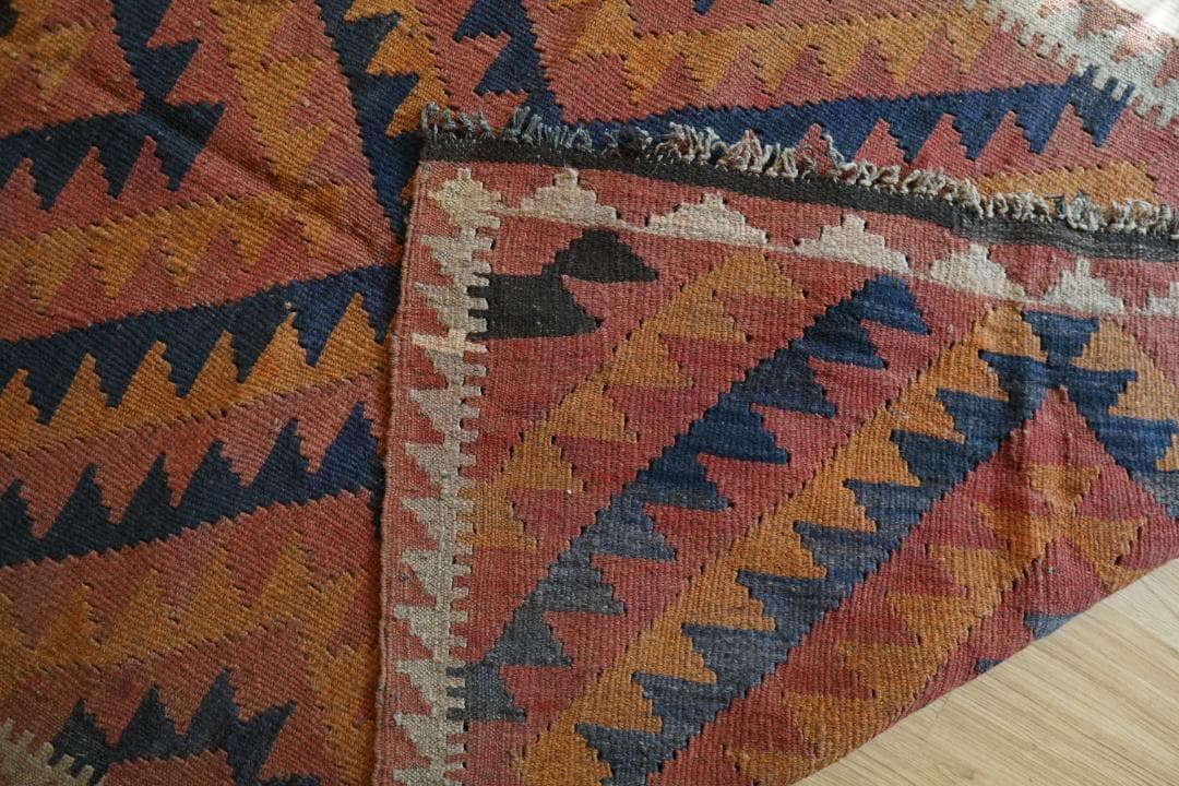 165×94cm アフガンオールド手織りキリム トライバルラグ　ヴィンテージラグ