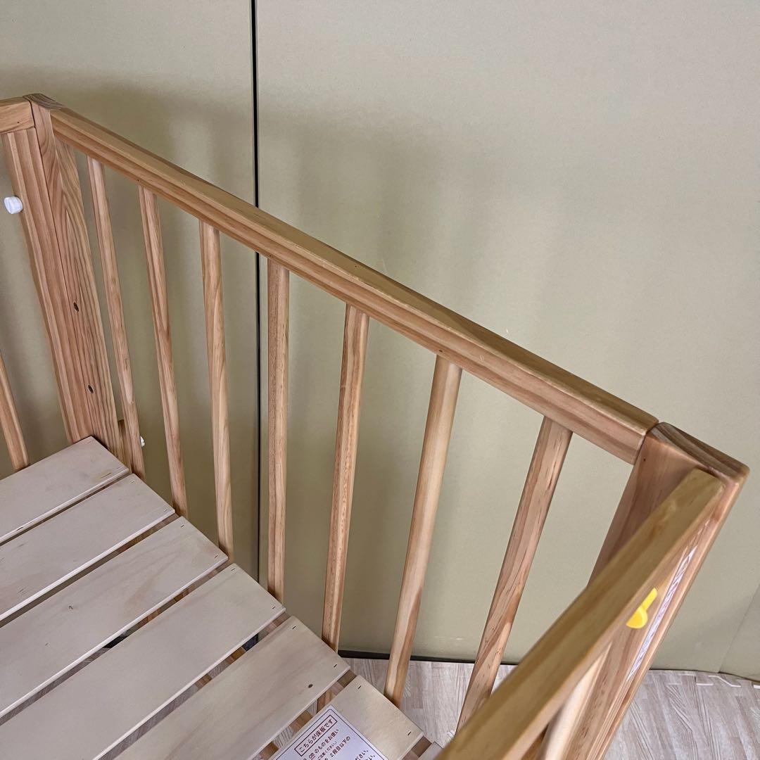 除菌清掃済　☆美品☆　大和屋　キホン　ベビーベッド　ナチュラル　上下すのこ