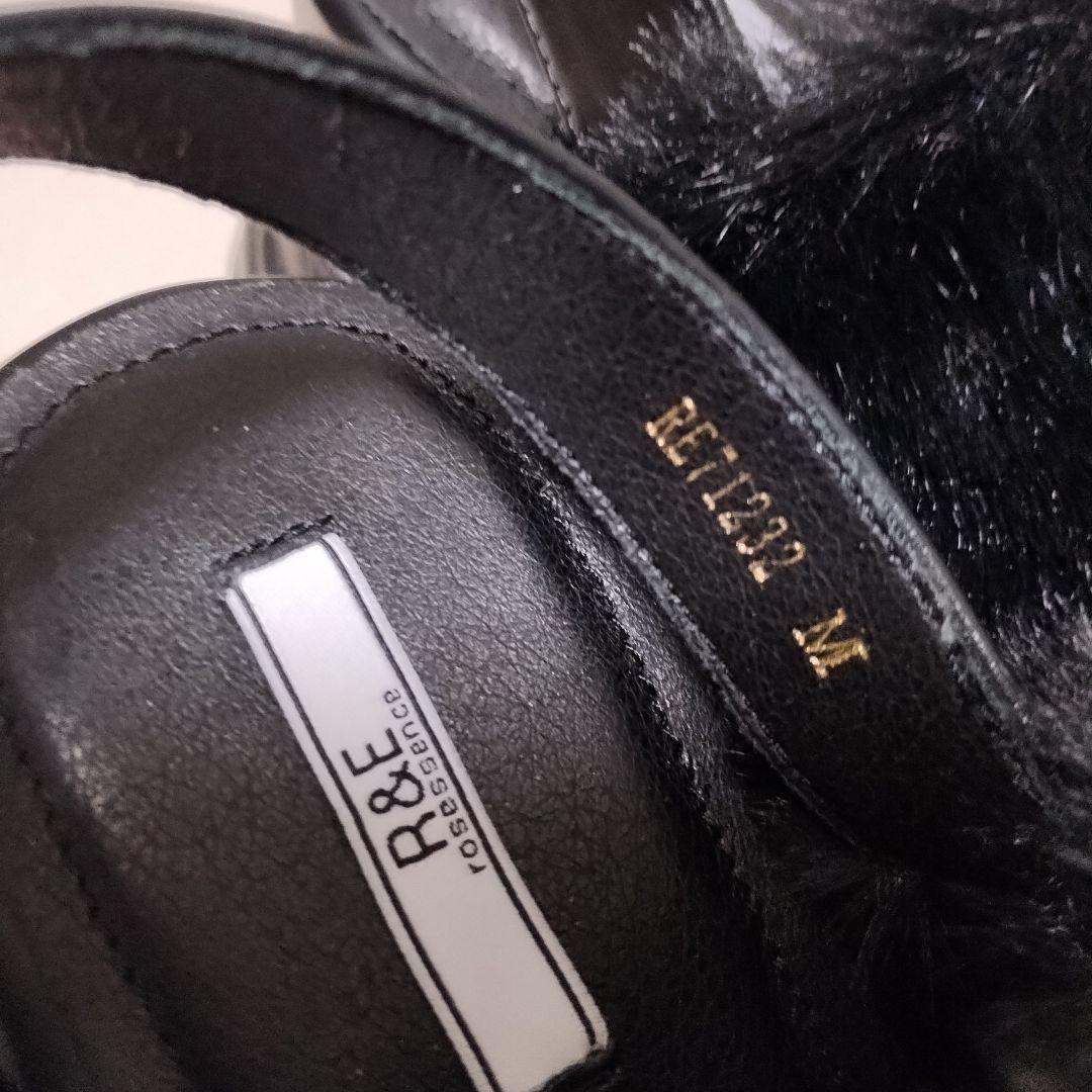 R＆Eブラックファープラットフォームサンダル23.0~24.0