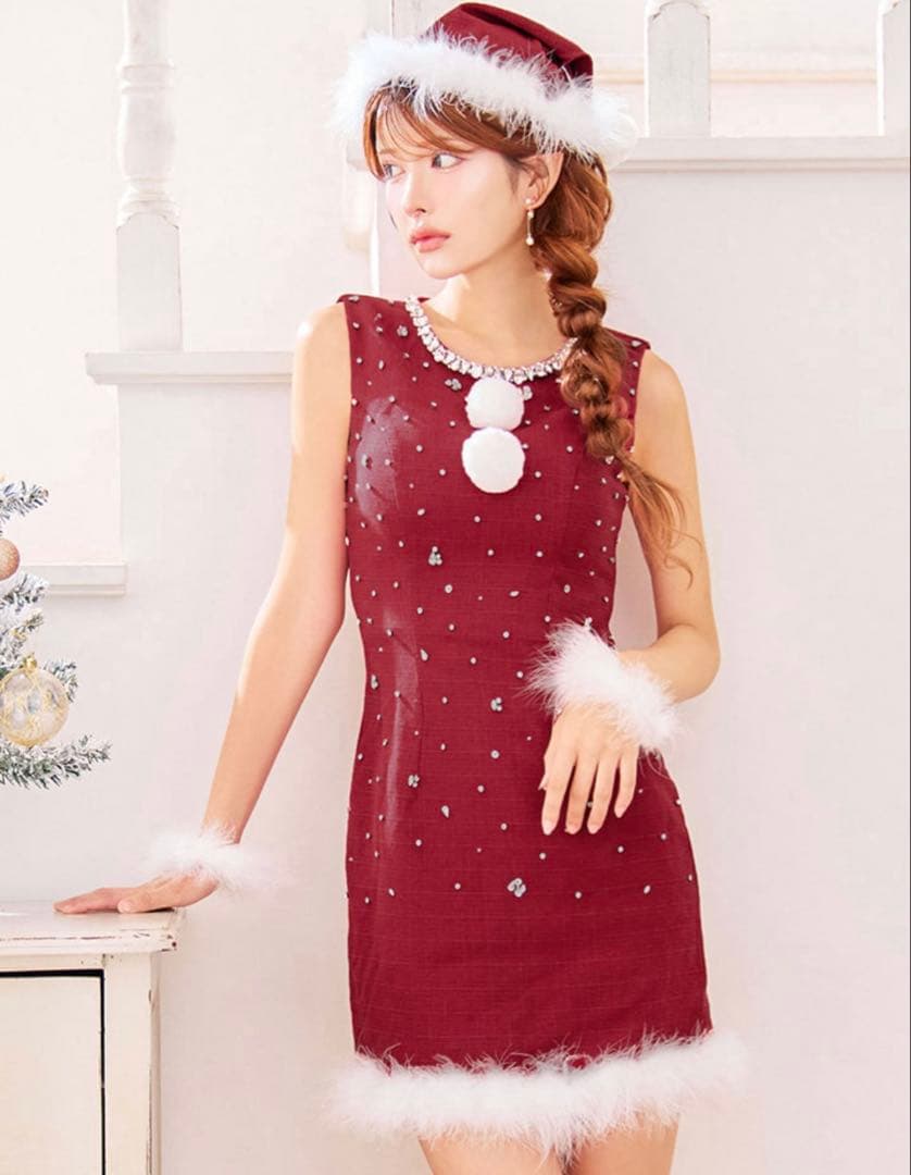 JEWELS ストーンビジューノースリーブタイトサンタコスプレ　L 新品未開封