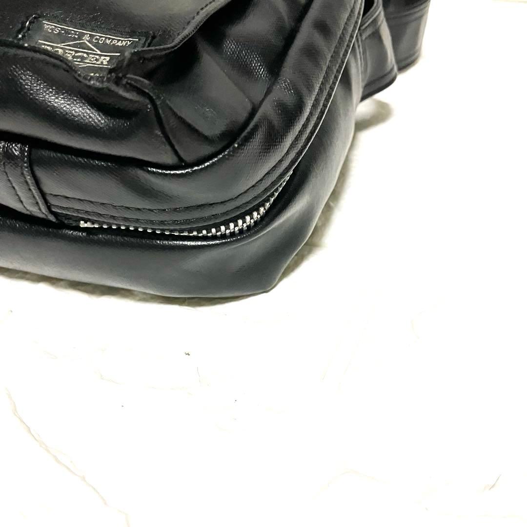美品 PORTER ポーター ブラック レザー ショルダーバッグ 2層