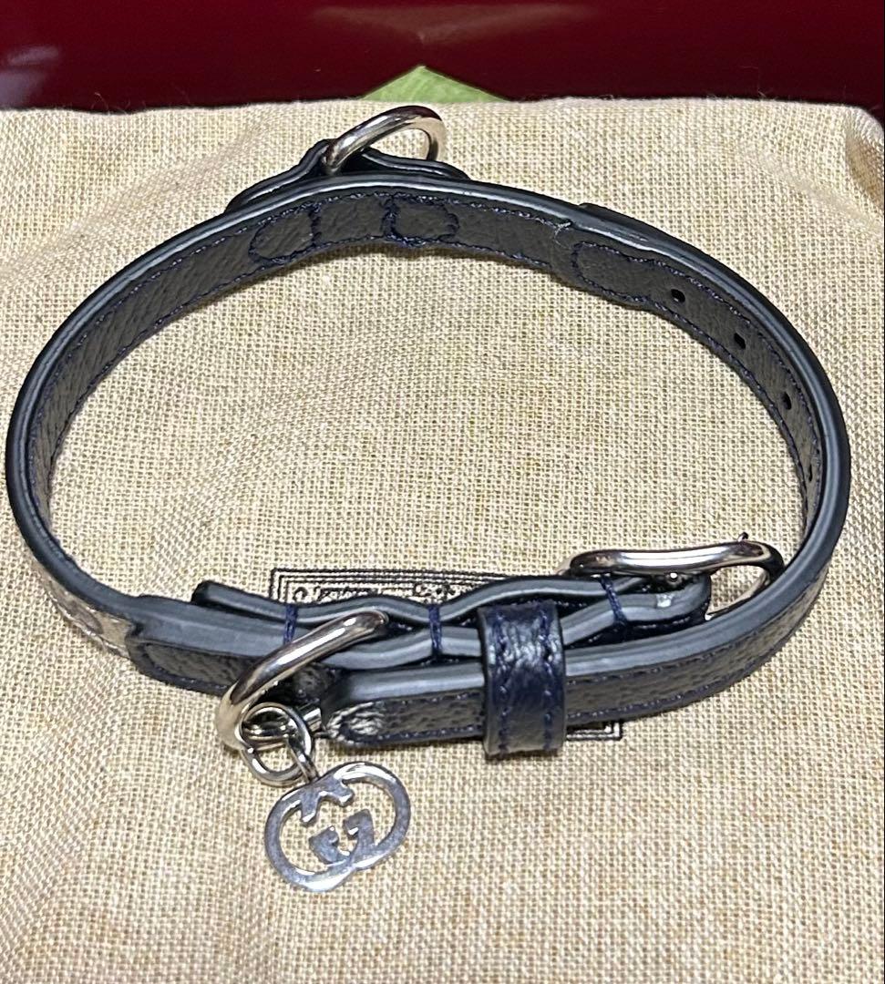新品GUCCI グッチ エクストラスモール ペット 首輪 XXS ベージュブルー
