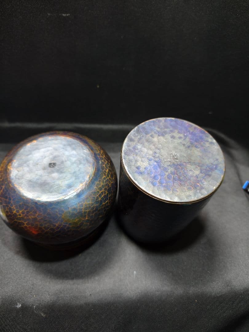 茶道具 玉川堂茶筒+建水 鎚起銅器 新潟県無形文化財 燕三条 旧家蔵出し美品