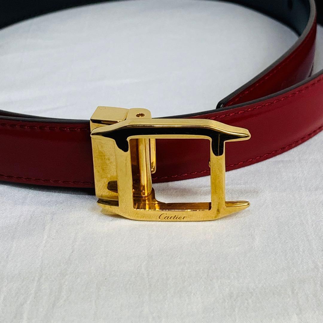 極美品　カルティエ リバーシブル マストタンク ベルト レザー ボルドー