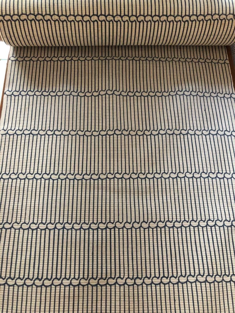 浴衣　反物　綿絽　白地×ブルーグレー　波頭文様