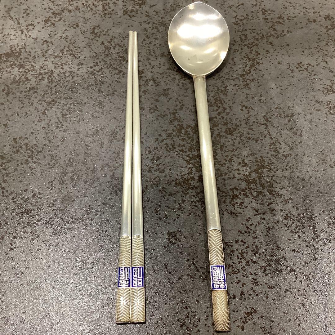 中古 韓国　銀　箸とスプーンのセット　AG800刻印